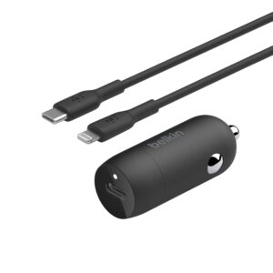 Cargador de Coche TIPO C 30W Belkin + Cable USB-C a Lightning